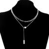 Collar de Clavícula de Frijol de Acacia Más Vendido Collar de Acero de Titanio con Borla Superpuesta de Doble Capa Collar Fino para Mujer