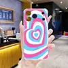 Capa de celular em formato de coração com color-blocking de cores dopamina, doce e estilosa, para iPhone 14 Pro Max com proteção de airbag antichoque nos quatro cantos, atacado