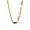 Collar de acero de titanio retro de alta calidad con diamantes verdes, estilo Mori, elegante cadena de clavícula, sencilla y combinable, estilo frío, para mujer.