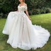 2026 Nuevo Modelo Vestido de Novia Sexy de Encaje Hombros Descubiertos para Comercio Exterior Amazon Vestido de Novia de un Hombro Vestido de Novia
