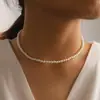 Collar de una sola capa con perlas de imitación de moda simple transfronterizo para mujer, cadena para el cuello de temperamento, cadena para la clavícula, joyería al por mayor