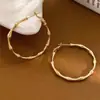 Nuevos Pendientes de Círculo de Bambú con un Toque de Lujo, Aros Lisos Elegantes, Aros Grandes Audaces y Exagerados, Pendientes Minimalistas Estilo Diosa