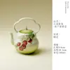 Tetera con Asa de Forma de Calabaza Pastel Lichi Arita-Yaki, Tetera Creativa Hecha a Mano con Degradado Verde, Juego de Té Kung Fu