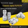 Tubo de Ar Pneumático de Plástico Ângulo Reto Passagem Direta Plug Rápido Conector Rápido Branco Pu/Pg/Pv4/8-6/10/12 Diâmetro Variável
