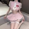 Lingerie sexy rosa fofa desejo puro feminino desejo puro roupa de enfermeira role-playing paixão vazamento de leite tentação para evitar tirar