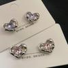 Nuevos Pendientes Distintivos de Nicho ins de Circonita de Amor para Mujeres Estilo Coreano Estilo Simple Pequeños y Exquisitos Sentido de Alta Gama Pendientes de Moda