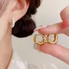 Moda Japonesa Coreana Simple Diamante Incrustado Textura Metálica Aro para Oreja Redondo Personalidad Lujo Ligero Diseño Único Estilo Frío Aro de Pendiente