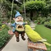 Modelo Nuevo Transfronterizo de Alimentador de Pájaros de Gnomo Peculiar, Adorno de Artesanía de Resina para Decoración Exterior de Patio y Jardín