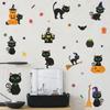 Halloween 027 - Pegatinas decorativas de pared con diseño de gato, calabaza y ambiente de Halloween para niños