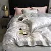 Conjunto de Verão Quatro Peças Seda Nu Dormir Leve Luxo Toque de Alta Qualidade Fronha de Edredom Seda Gelada Lençol de Cama de Seda Genuína Lavável Lençol de Elástico