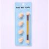 Caneta de florescimento para nail art transfronteiriça, esponja dupla, caneta degradê, ferramenta de nail art lavável, caneta carimbo de florescimento, 4 Reposições