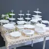 Arranjo de Aniversário Decorações de Mesa de Sobremesas Prateleira de Exibição de Casamento Europeu Mesa de Frutas Bandeja de Plástico para Bolo Suporte para Lanches