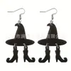 Halloween Sombrero de Bruja Maligna Botas Diseño Aretes Colgantes Negros Estilo Gótico Antiguo Festival de Fantasmas Joyería para Orejas
