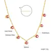 Joyas Transfronterizas Colgante de Corazón Flor de Durazno Diamante Redondo Cadena para Clavícula Acero Inoxidable Chapado en Oro de 18K Collar Venta Directa del Fabricante de Joyería