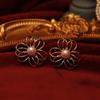 Pendientes de tuerca de aguja de plata vintage estilo retro francés con gema incrustada lazo flor pendientes dulces de alta calidad