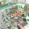 Versión supergrande de divertidas pegatinas de paisajismo 3D de cabañas tridimensionales apilables, escenas en miniatura coreanas, lindas pegatinas de almacenamiento.