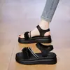Sandálias Casuais Estilo Francês para Mulheres, Verão 2026, Sandálias com Tiras de Velcro de Solado Grosso, Sandálias Versáteis para Praia
