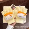Luvas de Tricô de Pelúcia para Mulheres, Luvas de Inverno Fofas com Laço, Luvas Estudantis, Luvas Femininas com Dedos Anticongelantes para Ciclismo Quentes