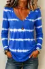 2026 Sitio Independiente Amazon Ebay Wish Venta Caliente Cuello en V Botones Tie-Dye Tops Camiseta para Mujer Europeos y Americanos