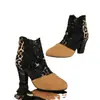 Amazon sandalias de malla de tacón alto para mujer talla grande moda europea y americana encaje punta redonda zapatos de tacón grueso para mujer venta al por mayor generación