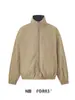 Chaqueta de Otoño Cuadros Doble Cara Forn3 para Hombre, Corte Holgado, Chaqueta Harrington Retro Casual con Cuello de Solapa