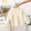 Suéter de cuello alto medio para bebé, suéter de punto suave y encerado para mujer, otoño e invierno, para niña, primavera y otoño, interior fino, grueso, color blanco