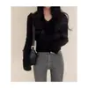 Suéter Tricotado Básico Gola V Macio e Ceroso Feminino Outono e Inverno Estilo Ocidental Suéter Interno Toque Avançado Slim-fit Cintura Acentuada Aquece Top Primavera