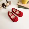 Zapatos de piel para niña de un año, nuevo estilo primavera y otoño 2026, zapatos planos de suela suave con lazo, zapatos para bebé, zapatos de tela para niña, zapatos de princesa