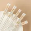 Palillos de cerámica, porcelana de hueso de grado alimenticio, resistentes al moho, antibacterianos, antideslizantes, fáciles de limpiar, resistentes al calor, estilo Jingdezhen de alta gama para uso doméstico