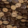 Botões Naturais de Coco com Bordas Vazadas, Botões de Dois Furos, Roupas Infantis Camisas, Casacos, Suéteres Decorativos Retrô, Jaquetas, Acessórios de Tricô