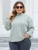 Blusa feminina de puxar primavera e outono nova transfronteiriça europeia e americana plus size feminina gola alta parcial camiseta flockada canelada camisa de base