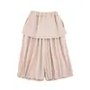 Pantalones casuales para niña Wulibu, conjunto de dos piezas de falda-pantalón de verano con una falda transpirable, pantalones versátiles integrados de longitud 7/8