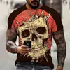 Bestseller de Amazon: Camiseta Pulóver de Manga Corta con Cuello Redondo Estampado Digital 3D de Calavera de Terror