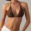 Cadena de Pecho para Bikini con Borla de Perlas Artificiales Multicapa Estilo Vacacional Transfronterizo Europeo y Americano, Cadena Corporal Sexy de Perlas Redondas Estilo Ins