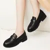 Zapatos de Cuero Suave con Suela Gruesa para Mujer 2026 Primavera y Otoño Nuevos Mocasines de Estilo Británico para Mujer Tacón Medio Tacón Grueso Versátiles Zapatos Pequeños de Cuero para Mujer