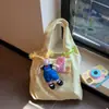 Bolso de Lona con Lunares Azules Estilo Coreano para Mujer 2026 Nuevo Bolso de Hombro de Gran Capacidad Estilo Juvenil Bolso para el Trabajo y la Escuela