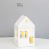 Casa de Cerâmica com Recortes Luz de Natal LED Casa de Velas Decoração de Casa Artesanato Estilo Escandinavo Enfeites de Mesa