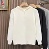 Suéter con Capucha de Media Cremallera de Gama Alta para Hombre, Marca de Moda Primavera y Otoño, Estilo Holgado y Relajado, Chaqueta Suéter Casual Retro de Punto