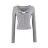 Camiseta Purely Sexy Patchwork de Renda Falsa Duas Peças Manga Longa Curta, Novo Top Base Elegante Slim Fit para Primavera