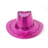 Sombrero de vaquero occidental de Halloween transfronterizo superficie brillante para viajar sombrero de sol para hombre sombrero de copa para fiesta de carnaval