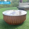 Móveis de Combinação de Mesa de Centro Sofá de Madeira Maciça Teak Simples para Exterior Pátio Externo Villa Ponto Turístico Jardim Design Criativo