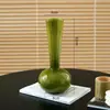 Vaso de vidro de alta qualidade estilo francês antigo médio verde oliva feito à mão nicho de arte vaso phalaenopsis decoração de sala de estar