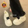 2025 Nuevas Botas de Nieve de Terciopelo Grueso para Mujer Negro Zapatos Cálidos de Algodón con Suela Gruesa Velcro Zapatos Tendencia Estudiante