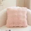 Funda de almohada de felpa tipo crema con burbujas y pliegues tridimensionales, funda de cojín de pelo sintético de conejo, funda de almohada decorativa para casa de huéspedes, venta al por mayor