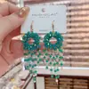 Pendientes de Borla de Cristal Resistentes de Estilo Étnico Vintage con un Toque de Lujo, Ganchos para Orejas Versátiles y de Moda, Pendientes Lujosos y Elegantes