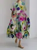 Amazon Transfronterizo 2026 Verano Nuevo Europeo y Americano Floral Holgado Cuello Redondo Moda de Alta Gama Manga Corta Vestido Estampado