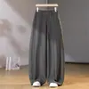 Estilo Coreano Temperamento Casual Versátil Cor Sólida Simples Lâmina Curva Calças Femininas 2026 Outono Novo Estilo Coreano Chique Calças de Perna Larga Tendência