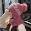 Conjunto de Dos Piezas de Gorro y Bufanda para Mujer Invierno Tendencia Gorro de Lana Coreano Estilo Coreano Otoño e Invierno Gorro de Punto Grueso