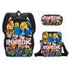 Mochila Roblox periférica de poliéster de três peças, estojo quadrado para lápis, pequena bolsa, atacado