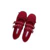Altura Interior Zapatos de Mujer Remache Zapatillas de Ballet Zapatos de Mujer 2025 Primavera Nuevo Estilo Francés Lazo Punta Redonda Zapatos Planos